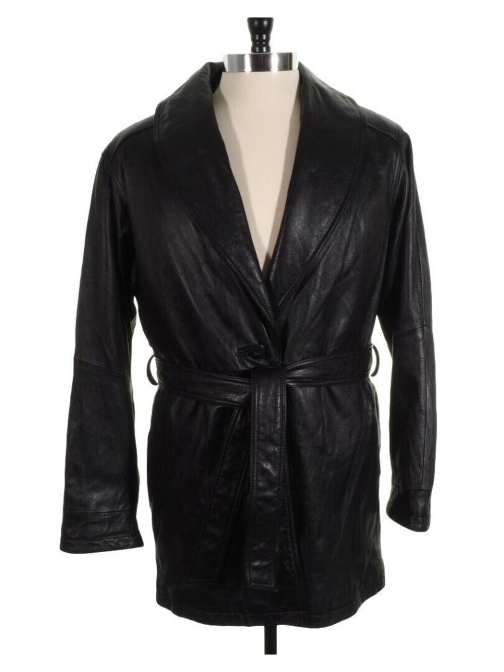 Wilsons Womens Leather Coat Size M Black Insulated Removable Lining Thinsulate